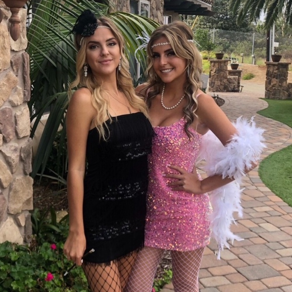 Elegant Black and Pink Party Dresses